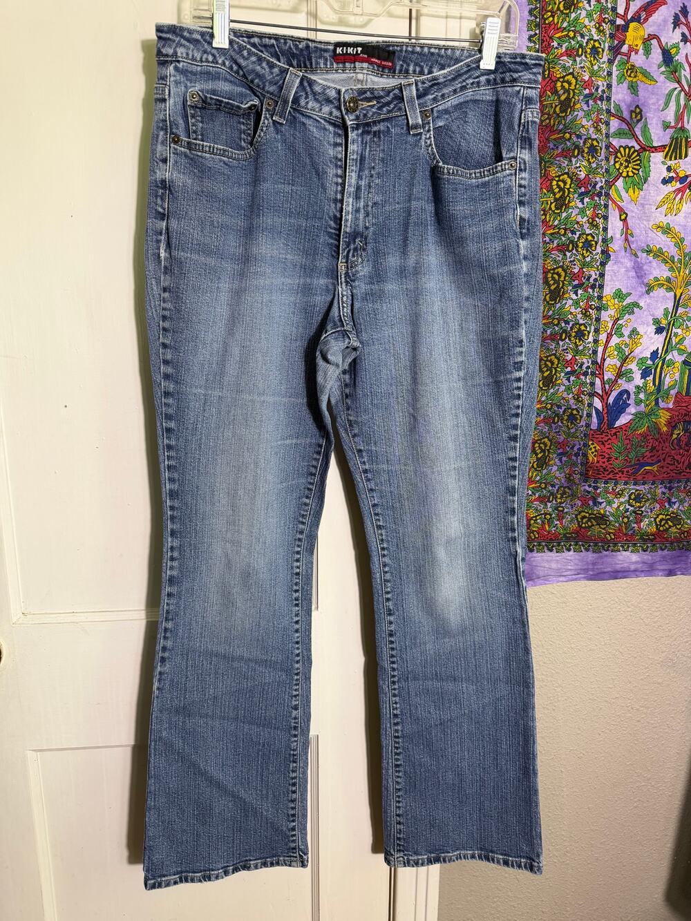 Kikit by Maurices Bootcut Jeans Size 12 Medium Wash Y2K Denim Blue Mid Rise